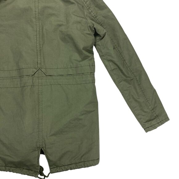 Miss London Jacket Women S Green Sherpa-lined Full Zip Faux Fur Trim Hooded Coat - Picture 8 of 16